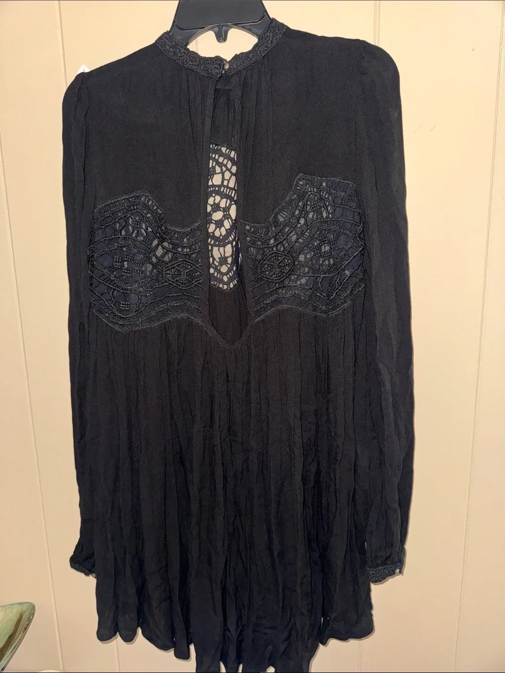 Free People Black Lace Dahlia Long Sleeve Dress